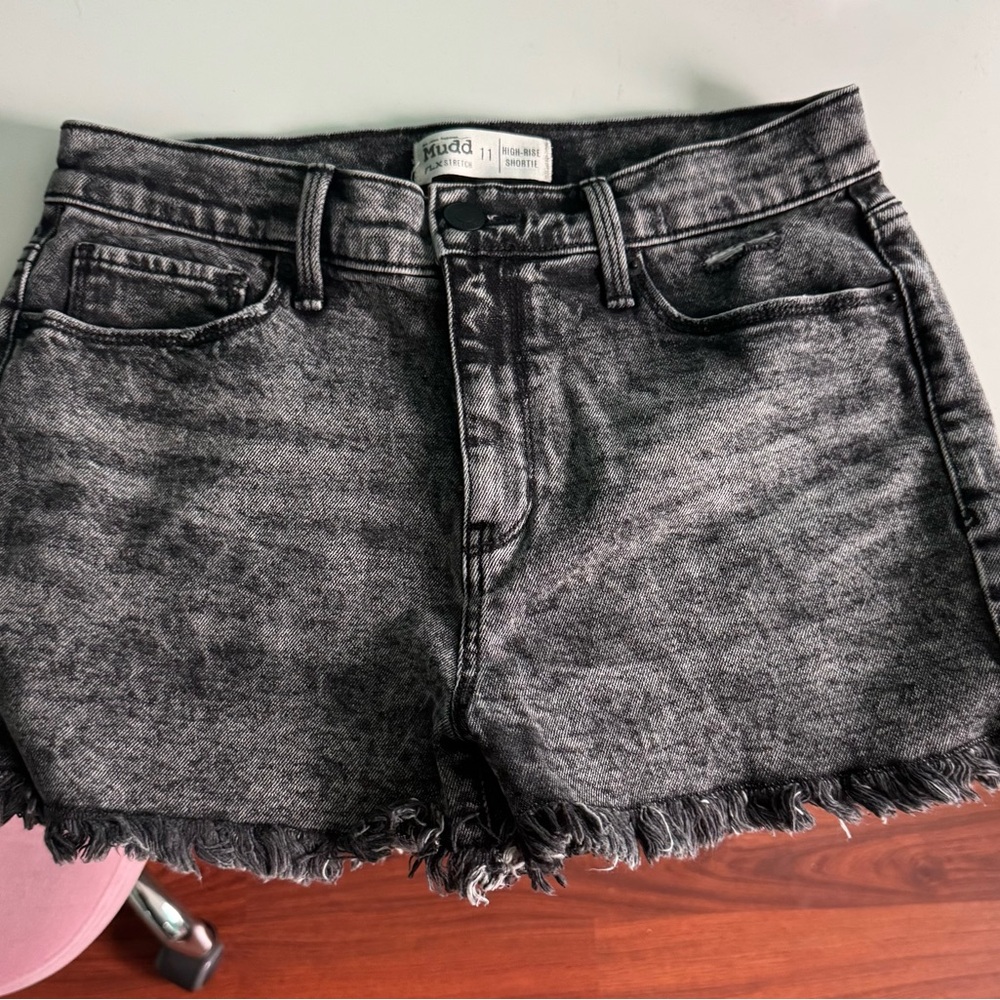 Mudd Black Jean Shorts Distressed Raw Hem